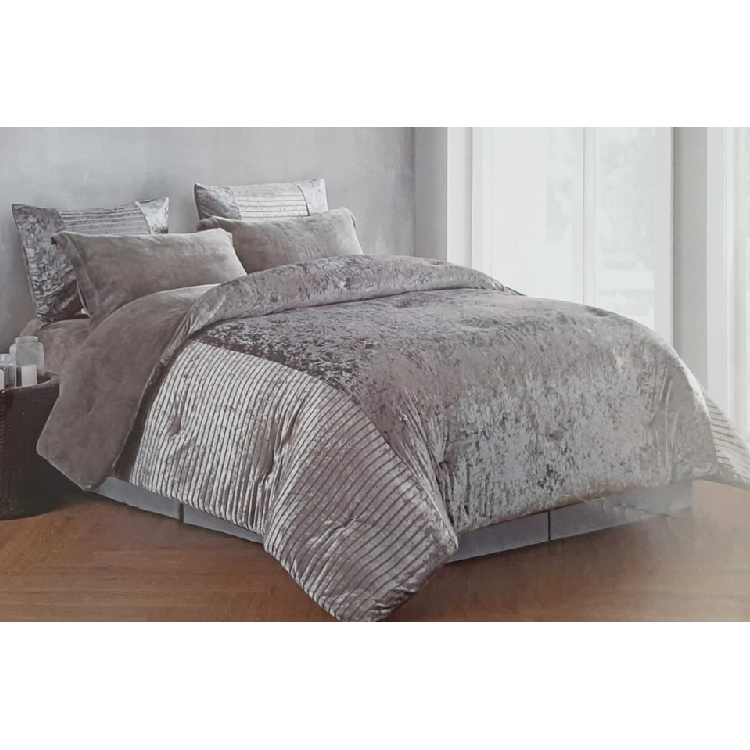 Comforter 4 Pcs Set, Single Size, Color Grey, NSB-CMF-VLN-S-Y7